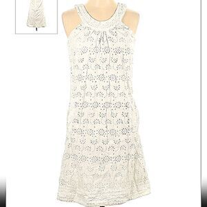 J CREW Cotton Eyelet Halter Sleeveless Dress White Sz 2